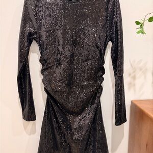 H&M Black Sequin Long Sleeve Dress